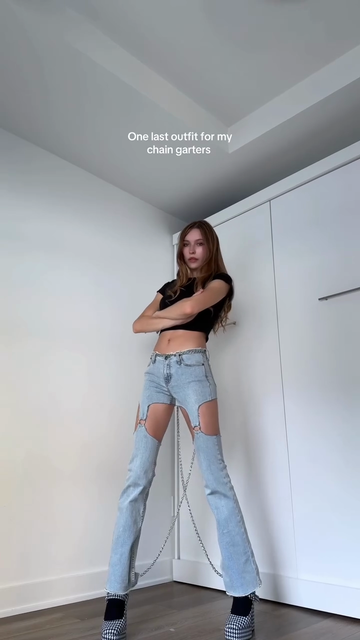 Chain - embellished Light Blue Jeans