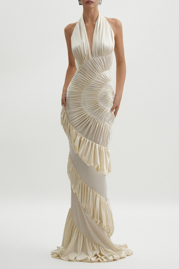 Halter neck low-cut maxi dress