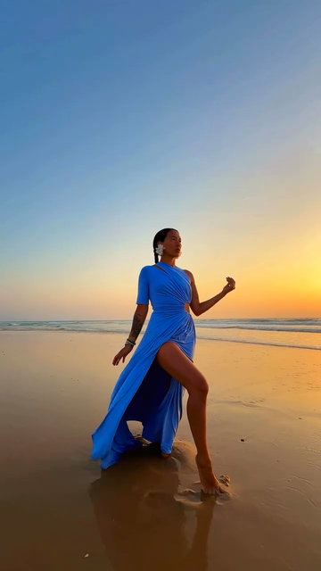 Sky Blue Cut - Out Asymmetrical Maxi Dress