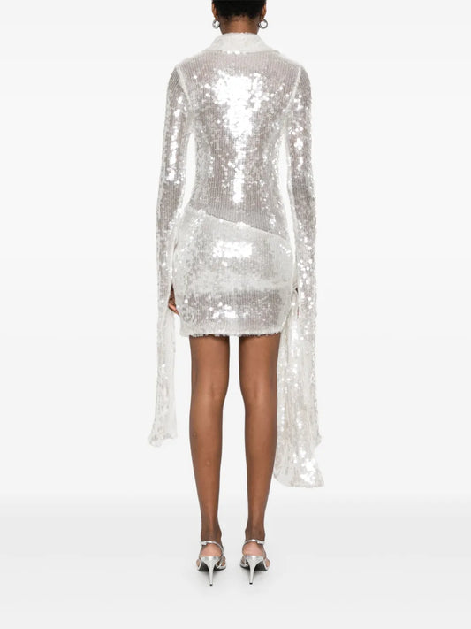Sparkling Silver Sequin Mini Dress