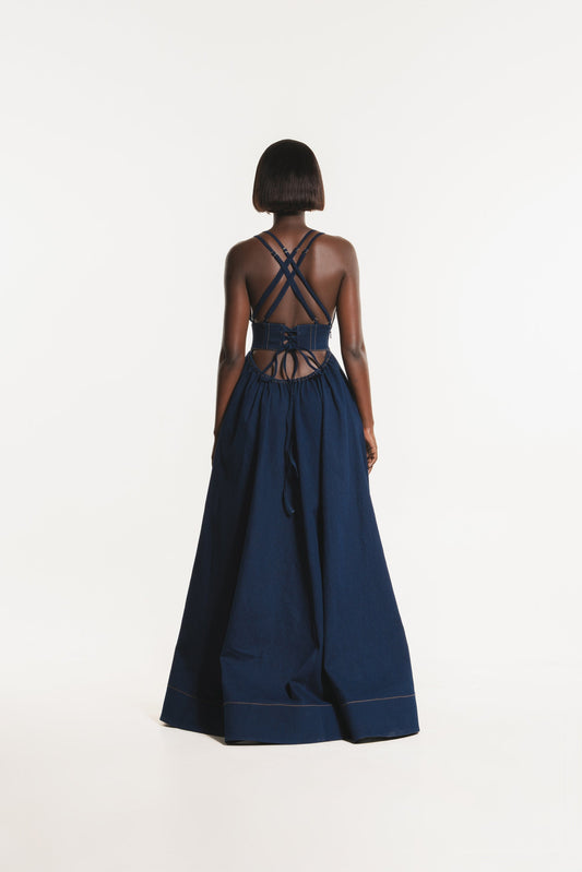Blue Denim Maxi Dress