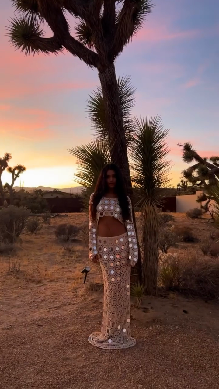 Crochet Mirror - Embellished Two - Piece Set