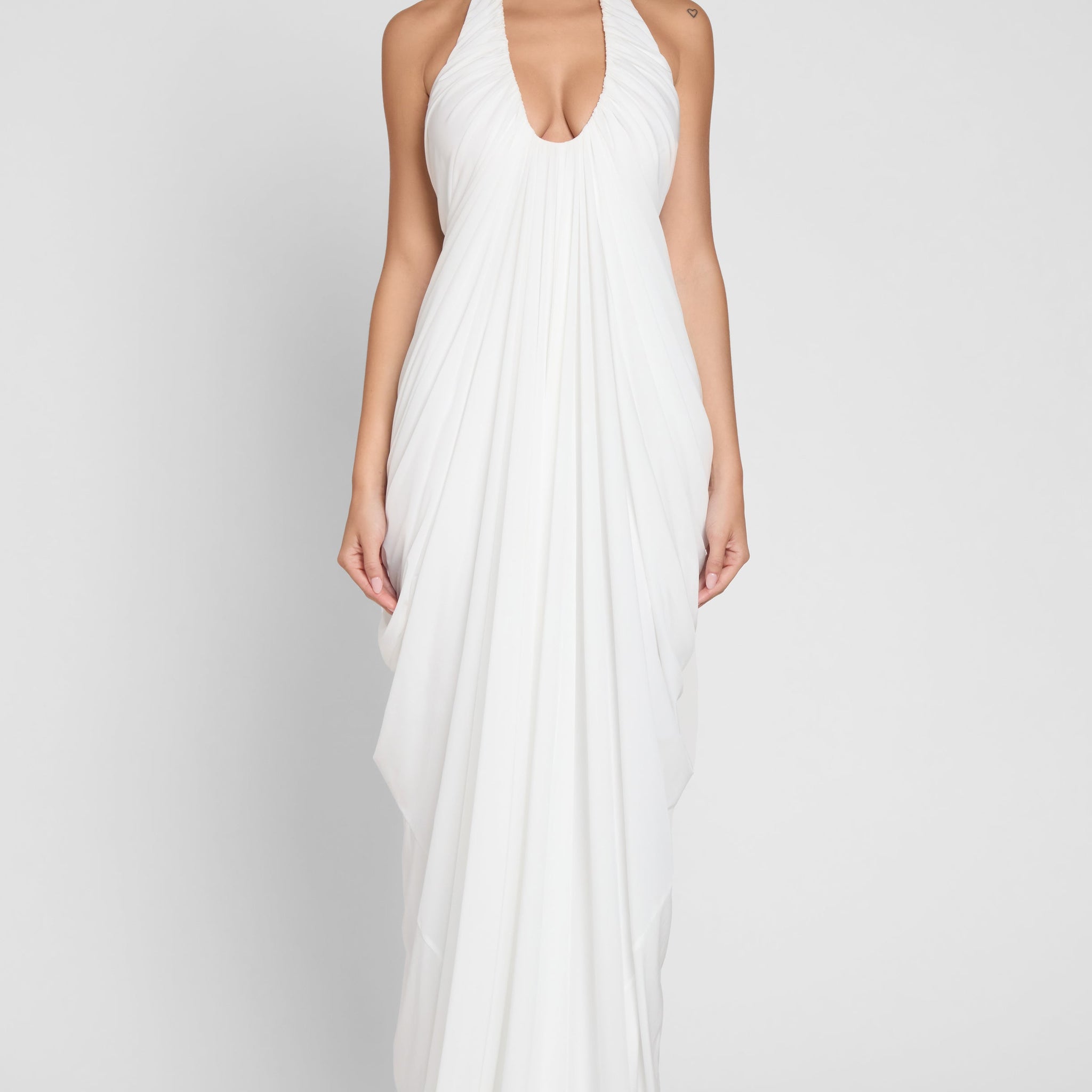 White Halter - Neck Maxi Dress
