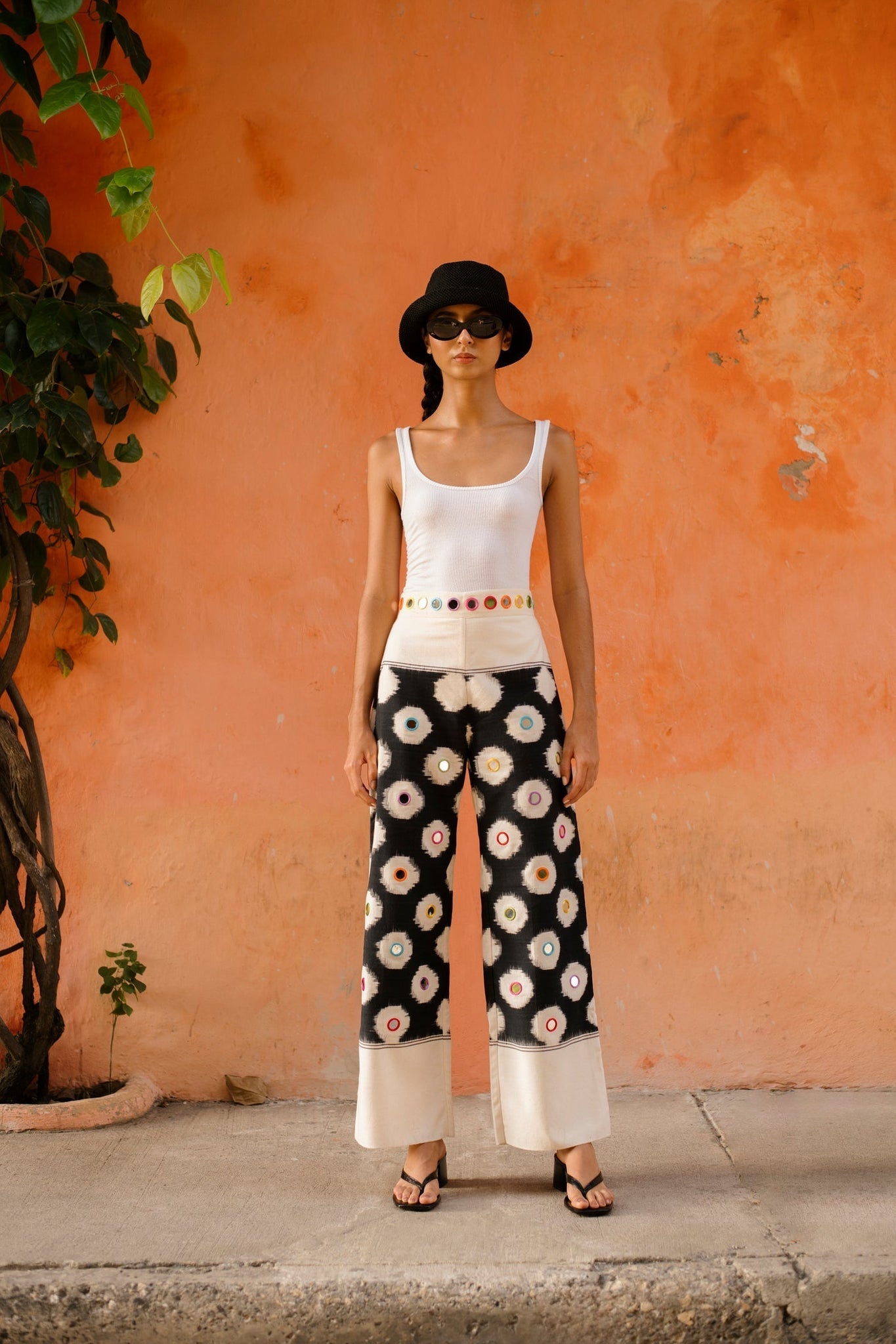 Embroidered Flared Trousers