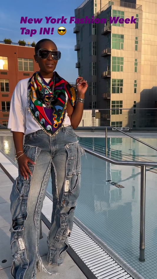 Distressed Denim Cargo Pants