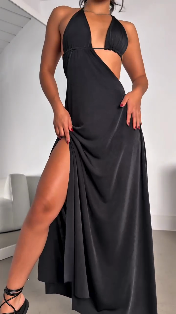 Halter Neck Cut - Out Maxi Dress