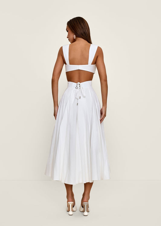 White Cut - Out Bustier Midi Dress