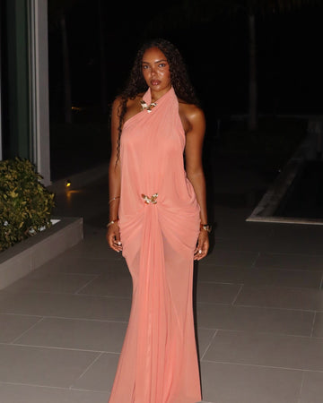 Peach Halter Maxi Dress