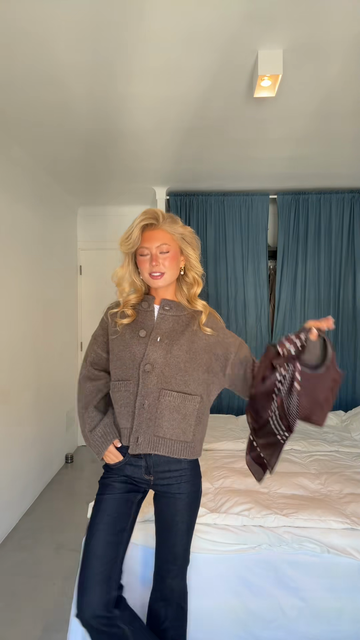 Grey Cropped Knit Cardigan