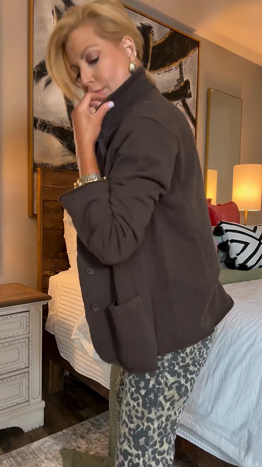 Dark Brown Button - up Jacket