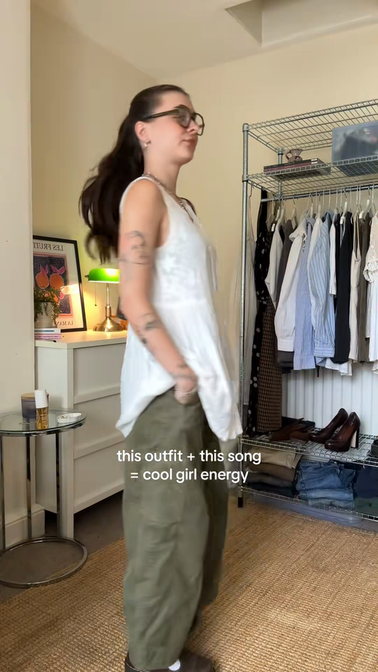 Embroidered Sleeveless Top and Cargo Pants Set