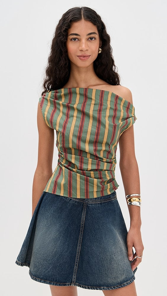 One - Shoulder Striped Top