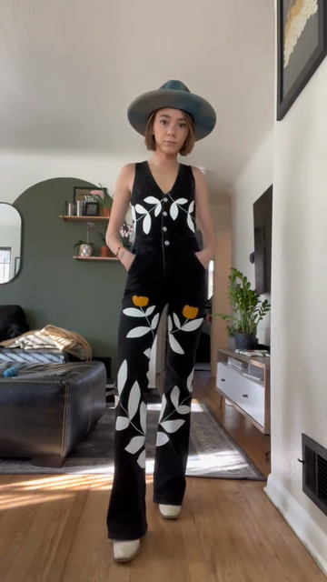 Black Floral Print Sleeveless Jumpsuit