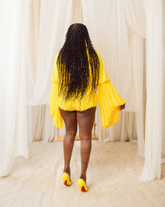 Yellow High - Neck Ruffled Romper