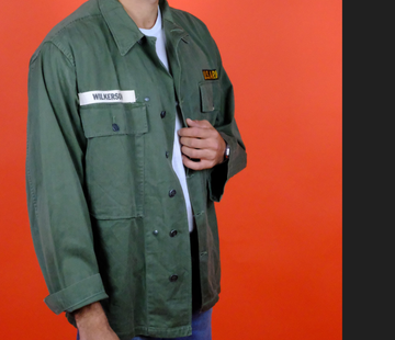 Green Military - Style Jacket with Patches