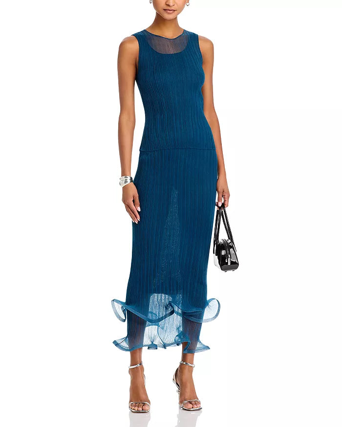 Sleeveless Cropped Top and High Waist Printed Maxi Skirt Set