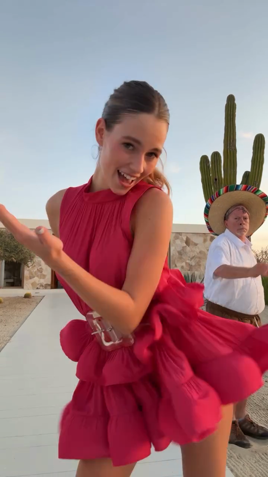 Hot Pink Sleeveless Ruffled Romper