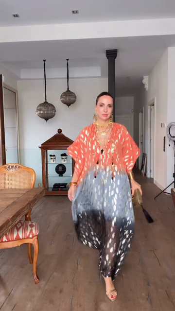 Gradient Print Kaftan Maxi Dress