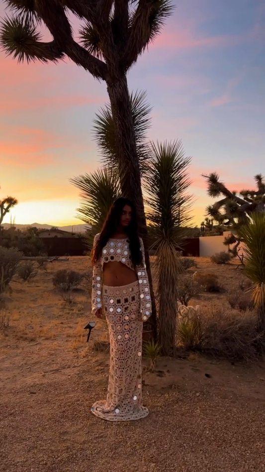 Crochet Mirror - Embellished Two - Piece Set