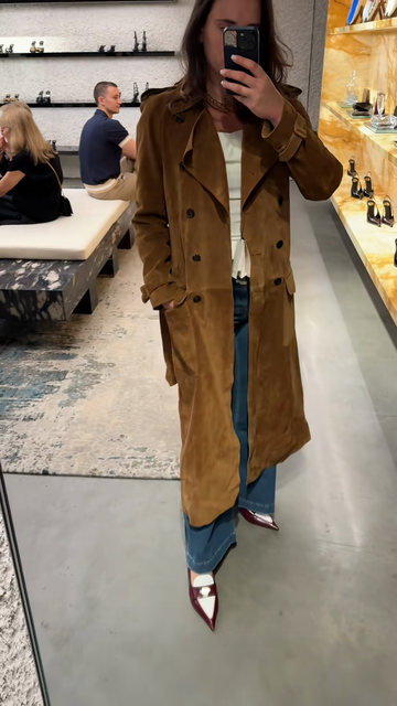 Brown Suede Trench Coat