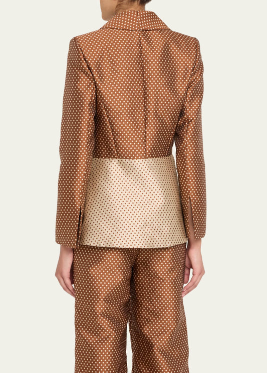 Brown and Beige Polka - Dot Suit Set