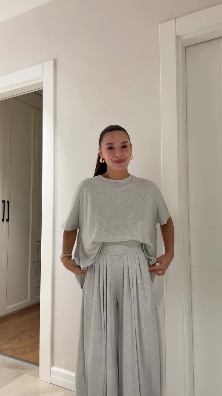 Oversized Top and Wide - Leg Pants Set