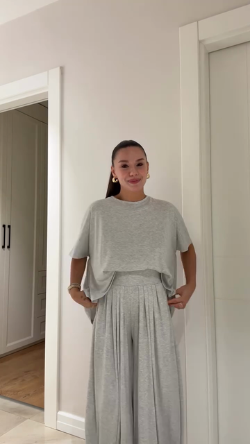 Oversized Top and Wide - Leg Pants Set