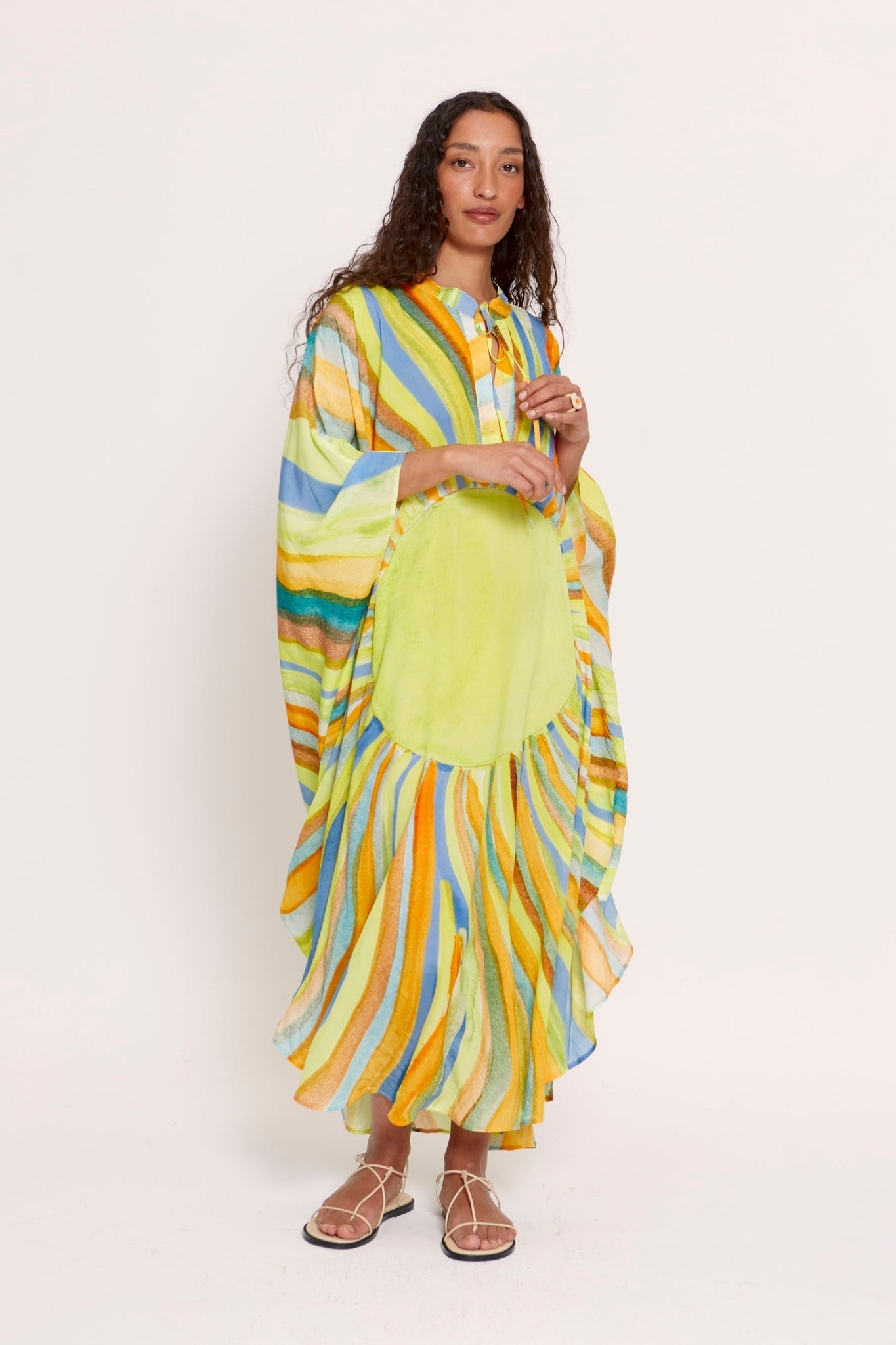 Colorful Striped Kaftan Dress