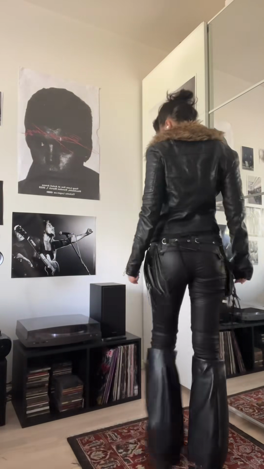 Black Leather Jacket with Fur Collar