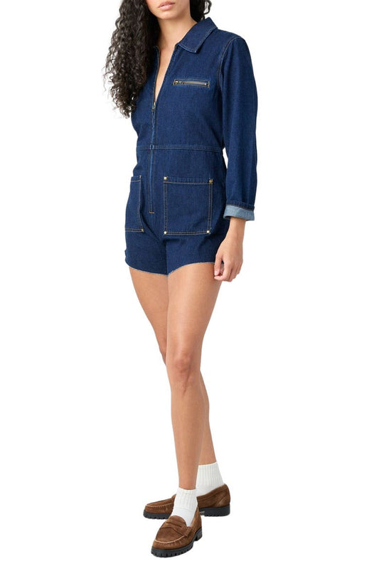 Denim Long - Sleeve Romper