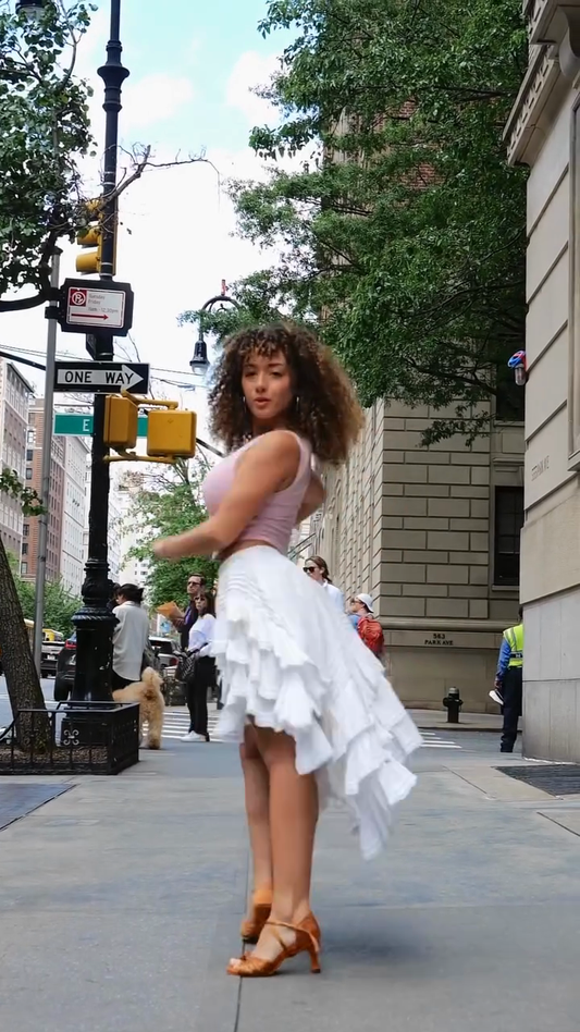 Ruffled High-Low Skirt and Crop Top Set