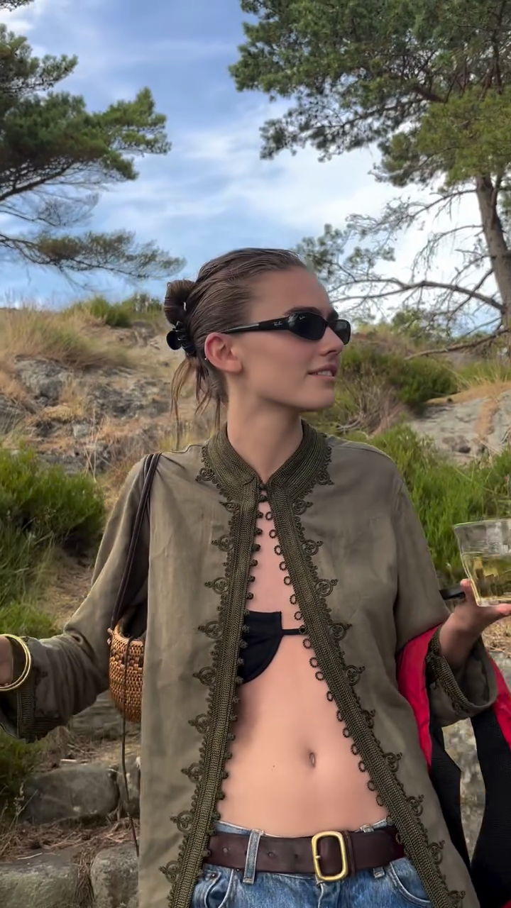 Olive Green Embroidered Top