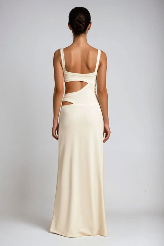 Cream Cutout Sling Maxi Dress