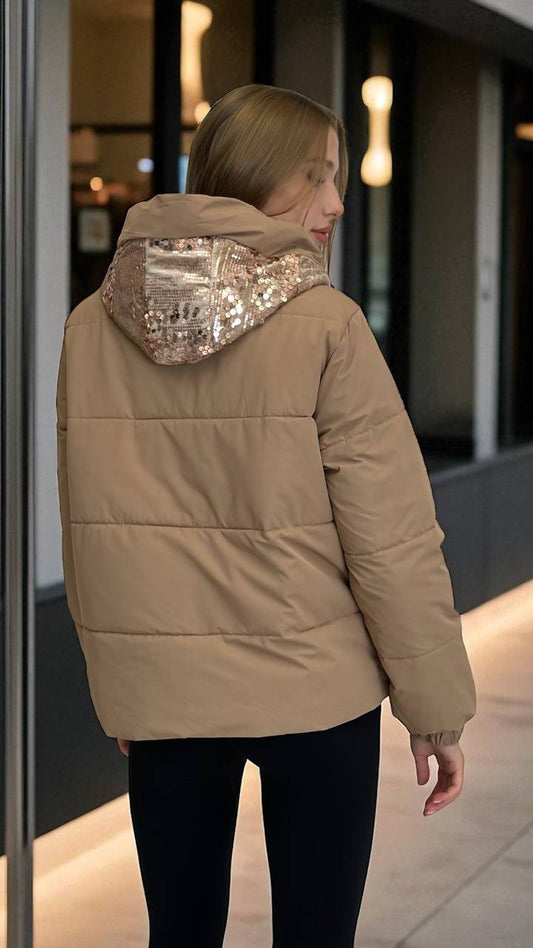 Sequin Embellished Puffer Jacket