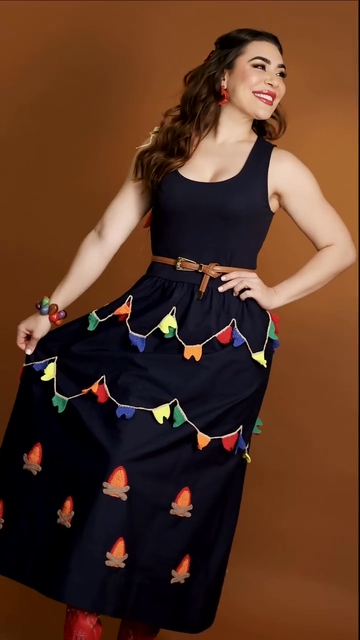 Colorful Crochet Black Maxi Dress