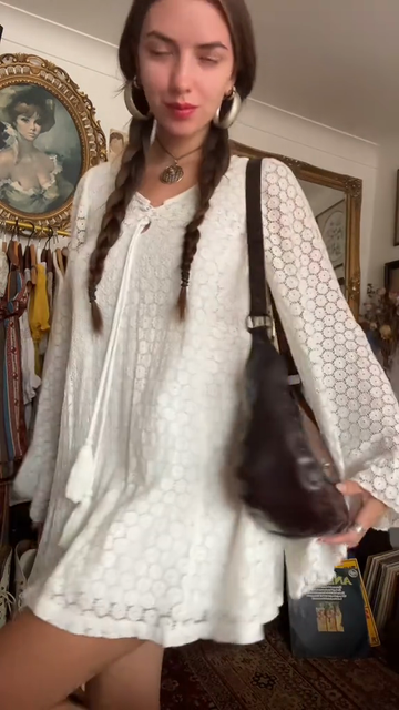 White Crochet Bell - Sleeve Romper