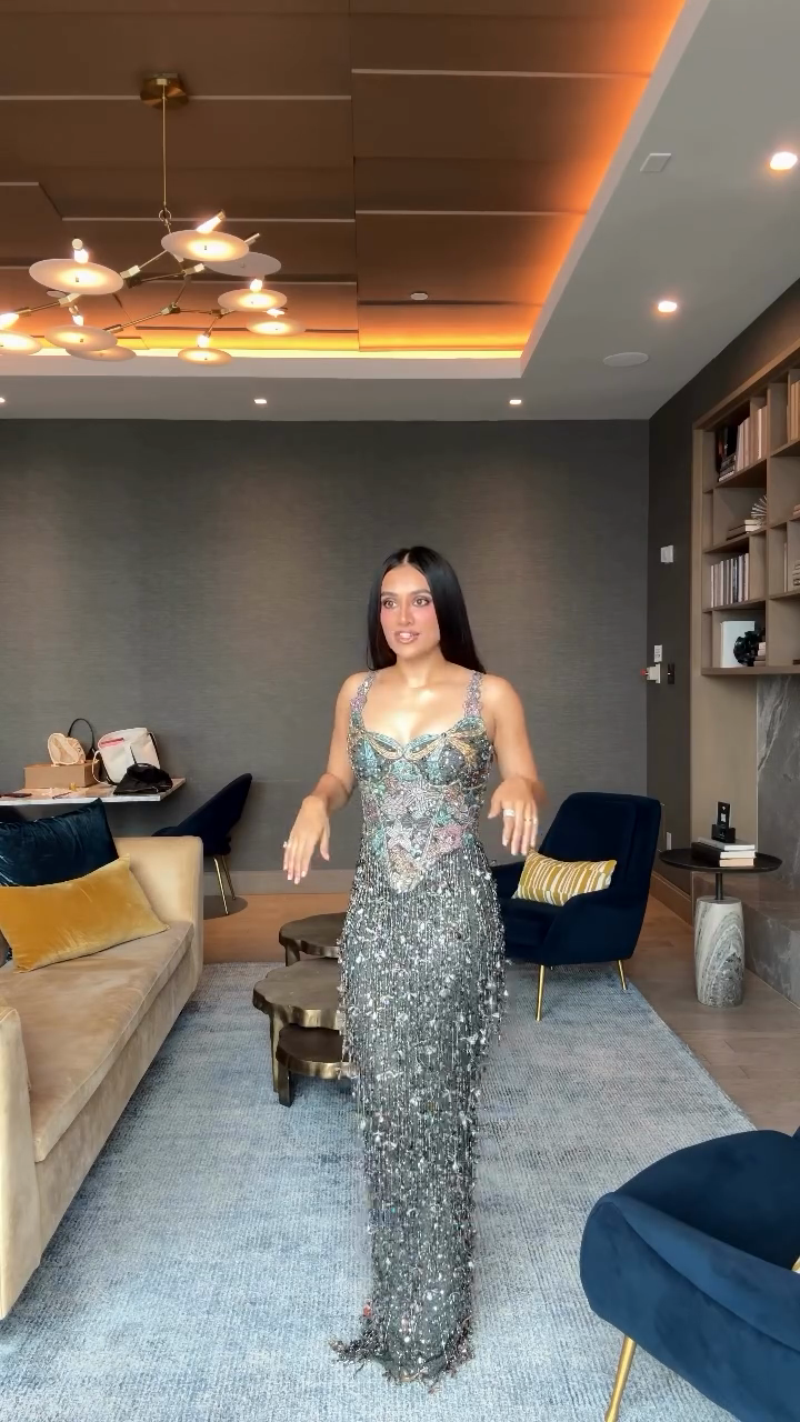 Silver Sequined Fringe Maxi Dress