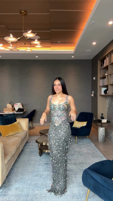 Silver Sequined Fringe Maxi Dress