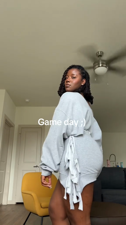 Grey Graphic Oversized Sweatshirt Dress