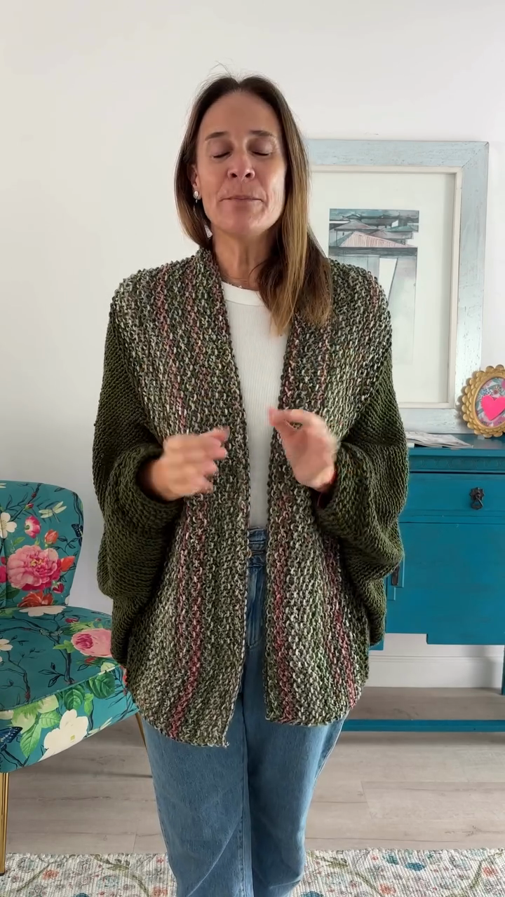 Olive Green Chunky Knit Open - Front Cardigan