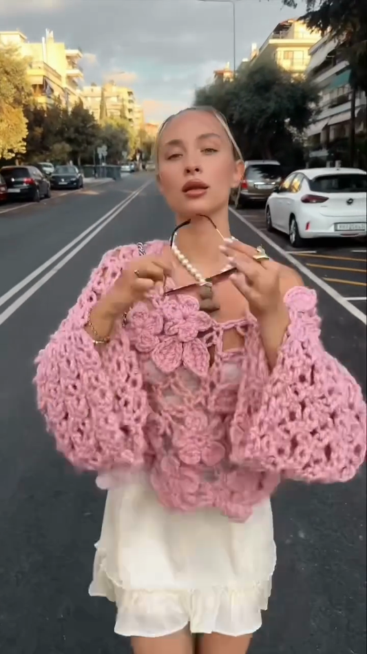 Pink Crochet Sweater