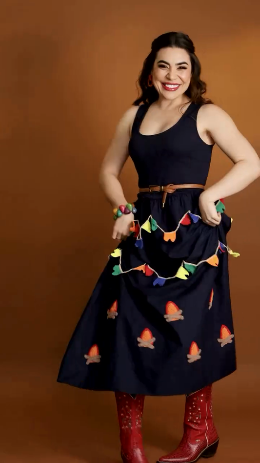 Colorful Crochet Black Maxi Dress