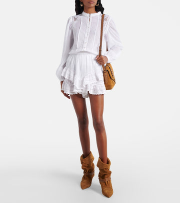 Lace - Trimmed White Shirt & Skort Set