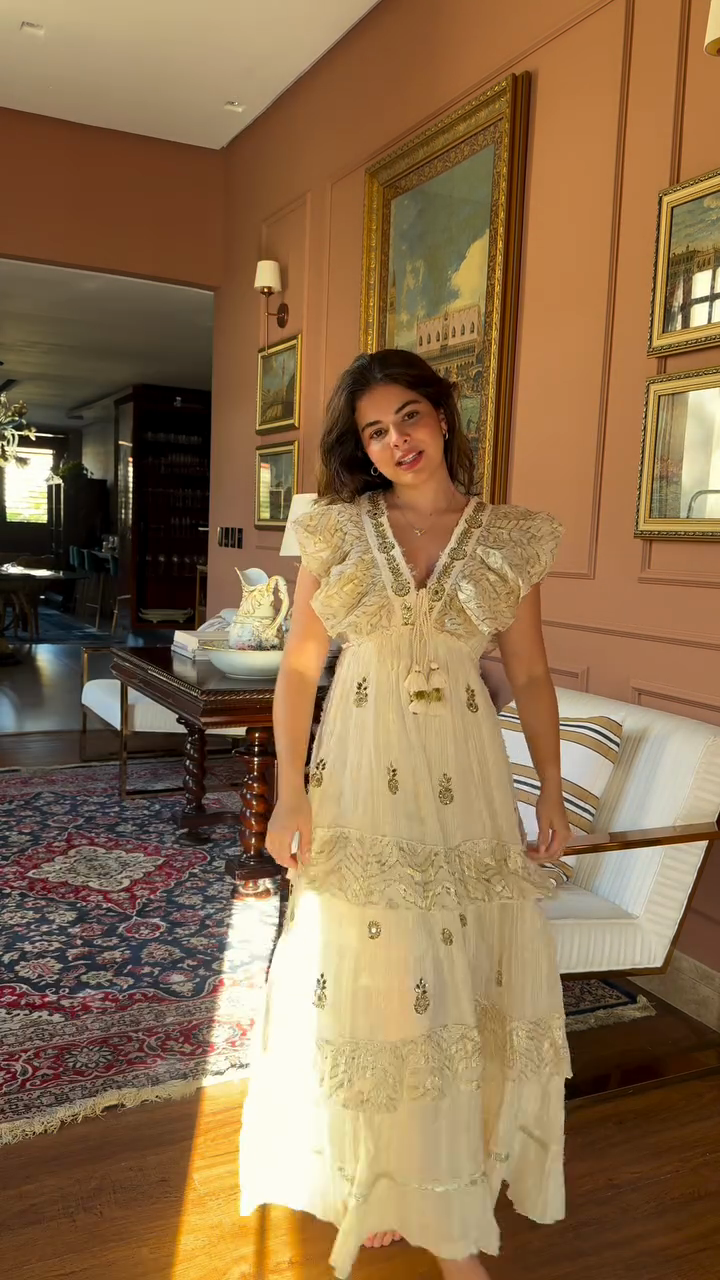 Embroidered Ruffled Maxi Dress