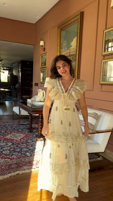 Embroidered Ruffled Maxi Dress