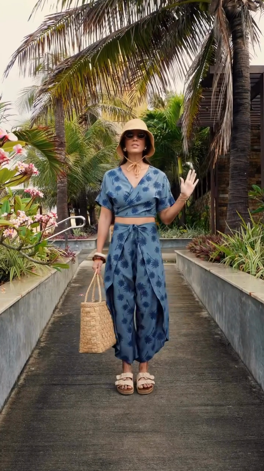 Blue Floral - Print Two - Piece Set