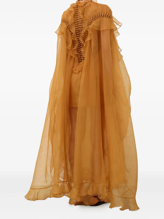 Mustard Yellow Chiffon Kaftan Dress