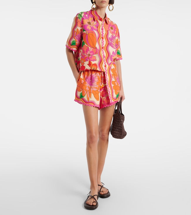 Vibrant Floral Print Shirt and Shorts Set