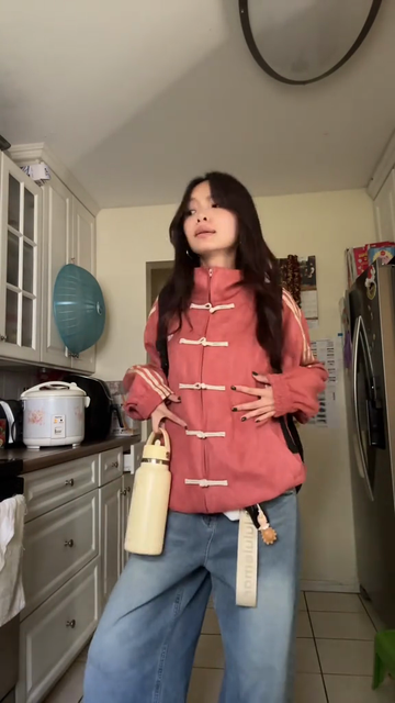 Pink Frog Button Stand - Collar Jacket