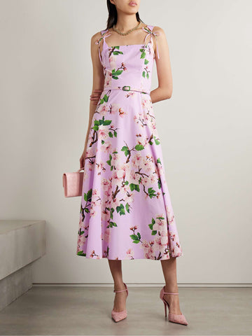 Pink Floral Print Midi Sundress